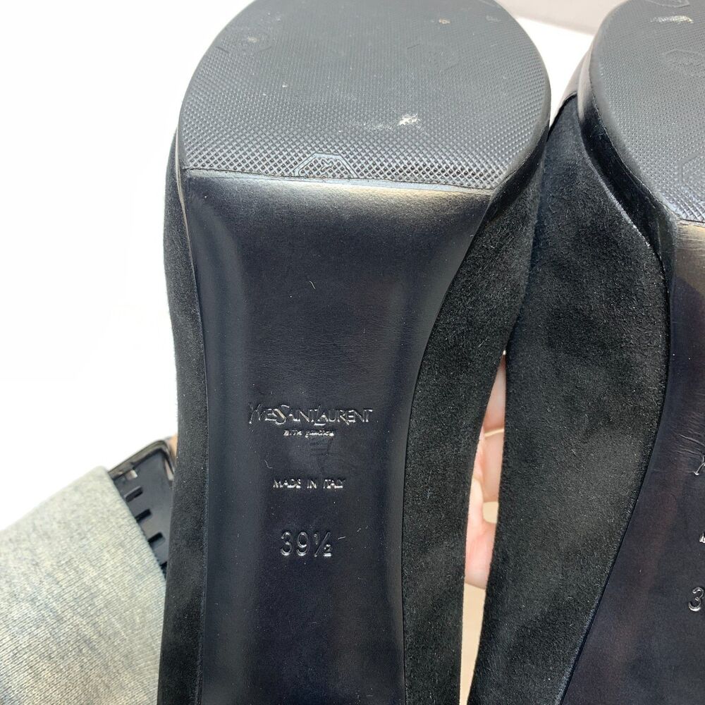 Yves Saint Laurent Tribtoo Pumps Women's Size 9.5 Black Suede Cap Toe Classic - Picture 8 of 12